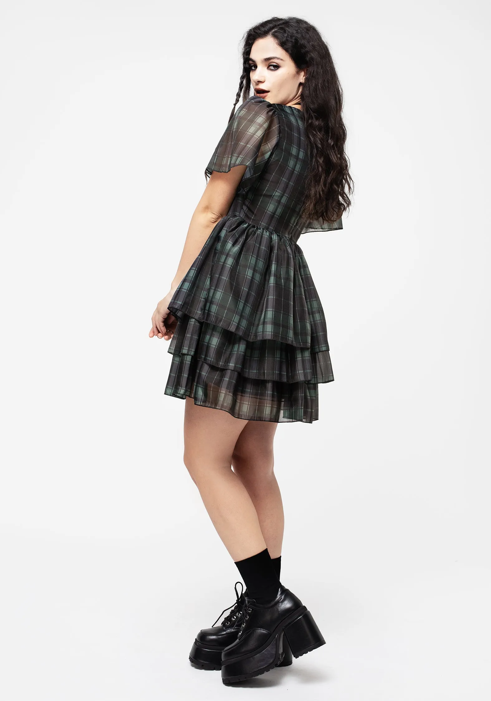 Bold colors Romance Soul Checkmate Layered Organza Mini Dress
