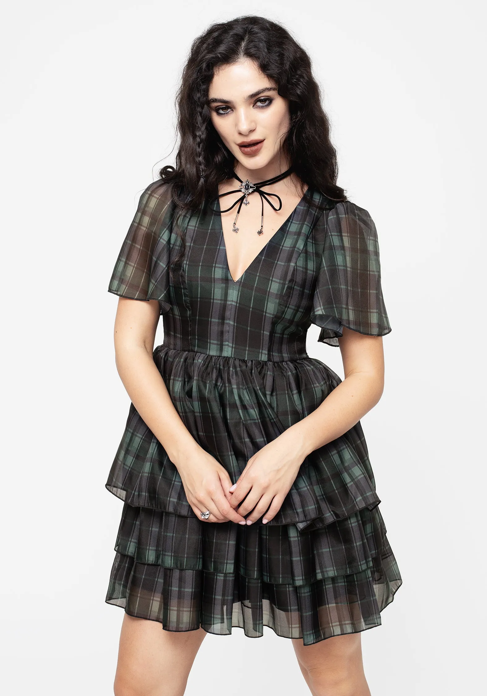 Checkmate Layered Organza Mini Dress Bright Petal