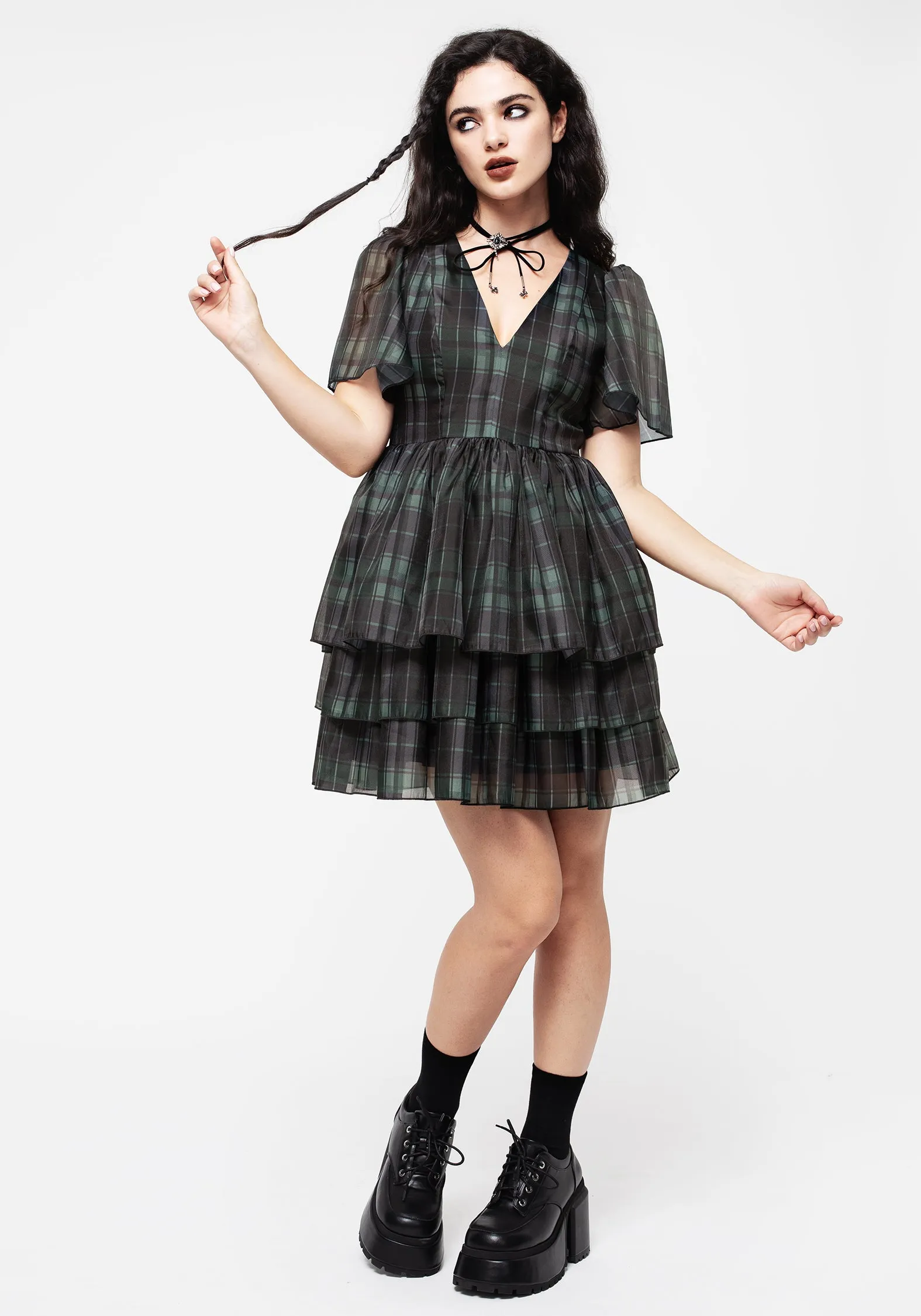Runway-Ready Checkmate Layered Organza Mini Dress