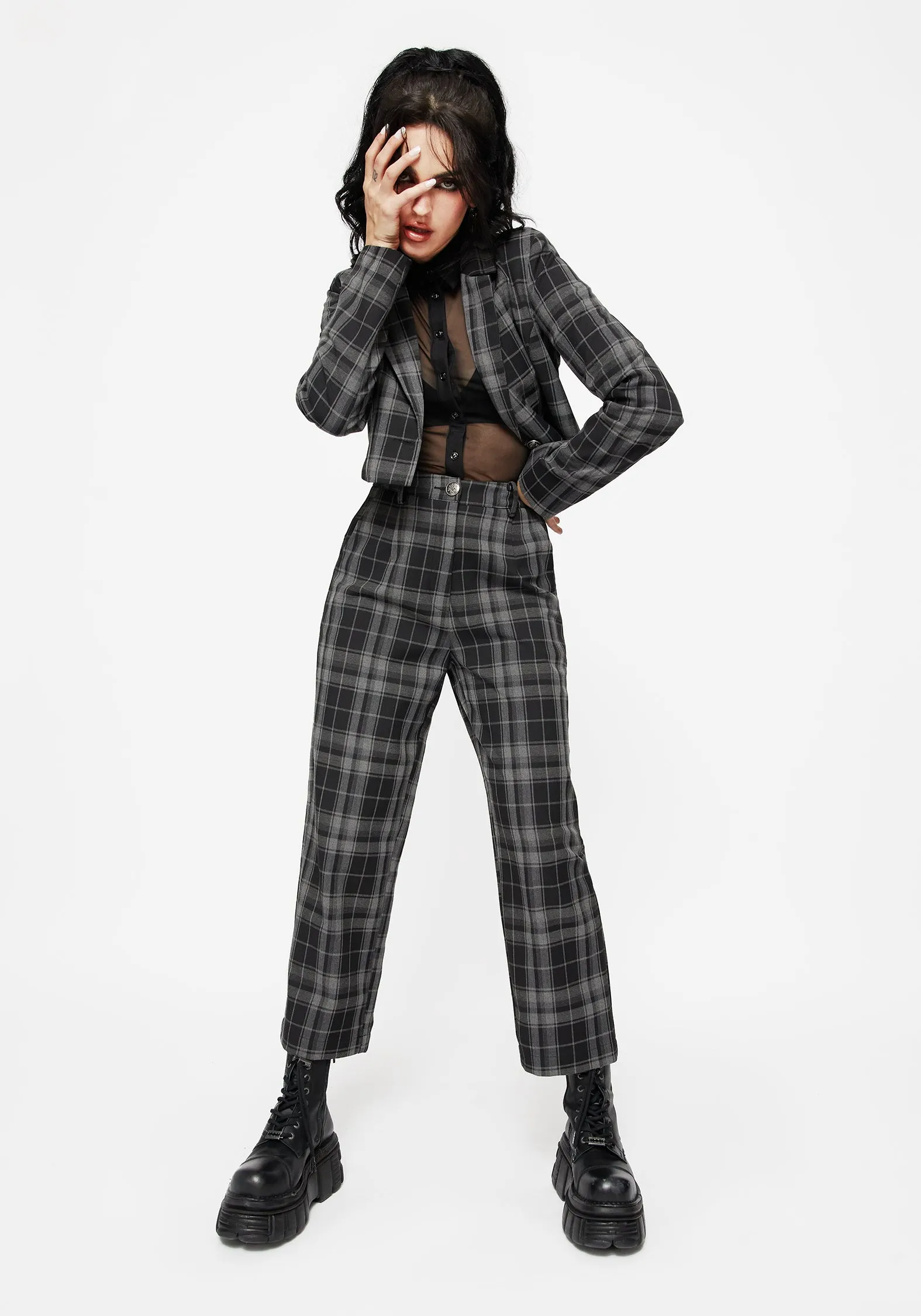 Quick Drying Checkmate Wide Leg Culotte Trousers - Black
