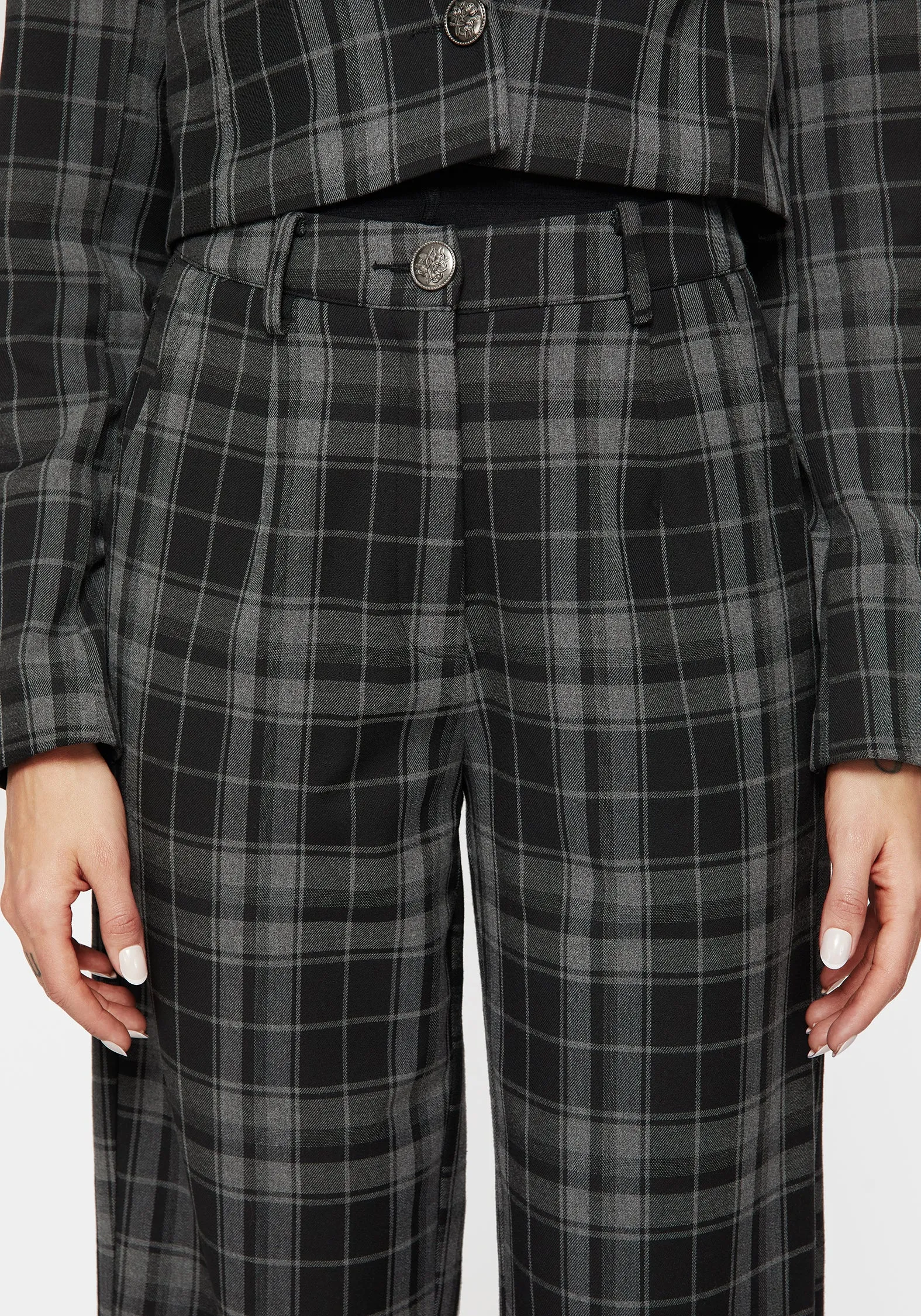 Checkmate Wide Leg Culotte Trousers - Black Adaptable Style