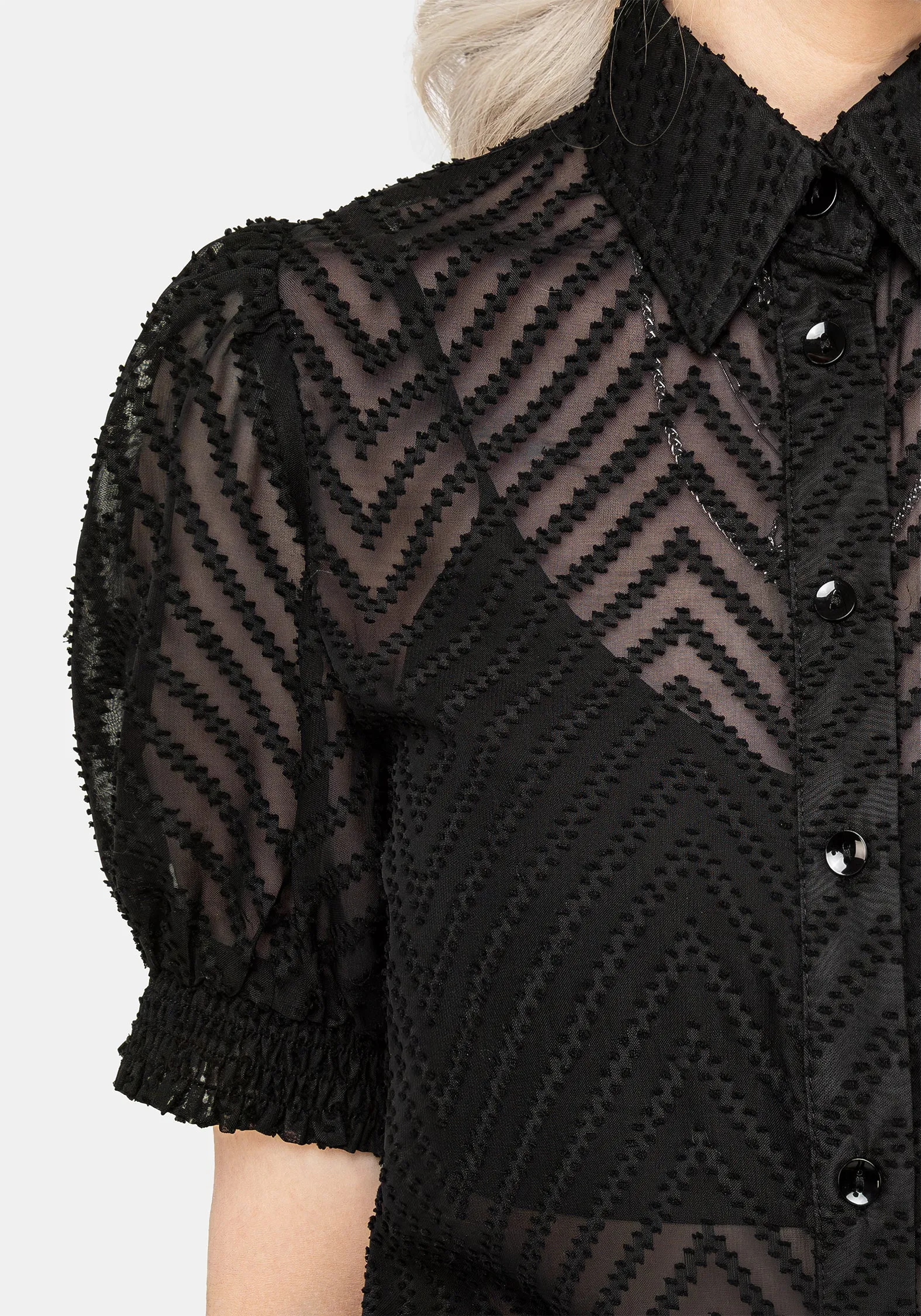 Chevron Button Up Blouse Top Tall Option