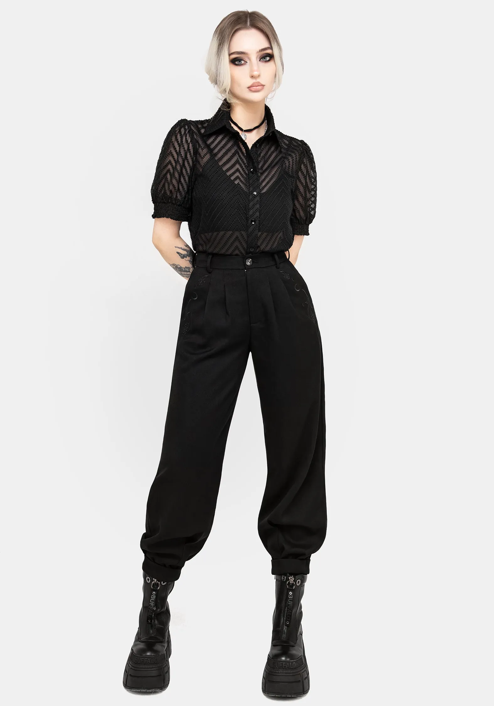 Chevron Button Up Blouse Top Winter Fashion