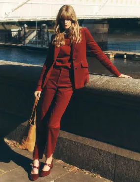 Canonbury Cord Trousers-Burgundy Red Chill Style