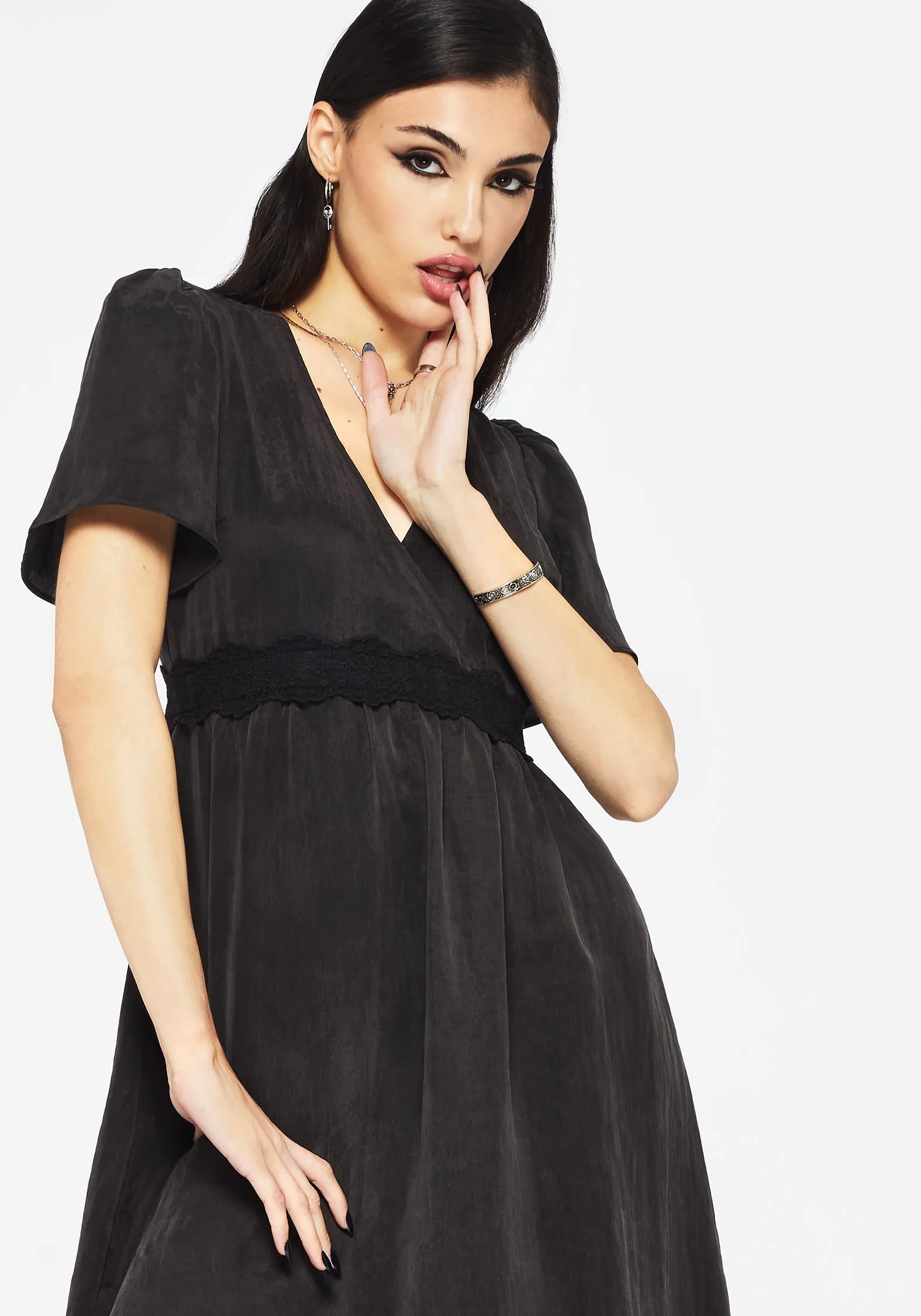 Maeve Lyocell Blend Lace Detail Maxi Dress Dreamy Layers