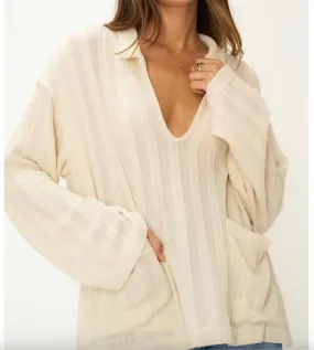 Anti Pilling Cozy Style Jolina Textured Sweater In Ivory