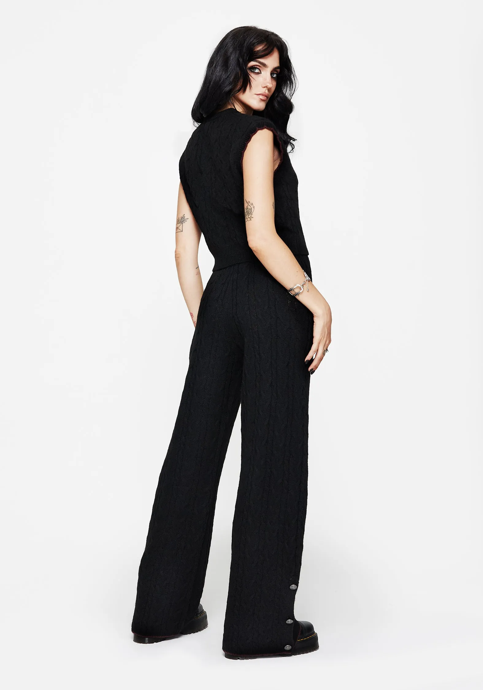 Non Irritating Sophia Cable Knit Wide Leg Trouser