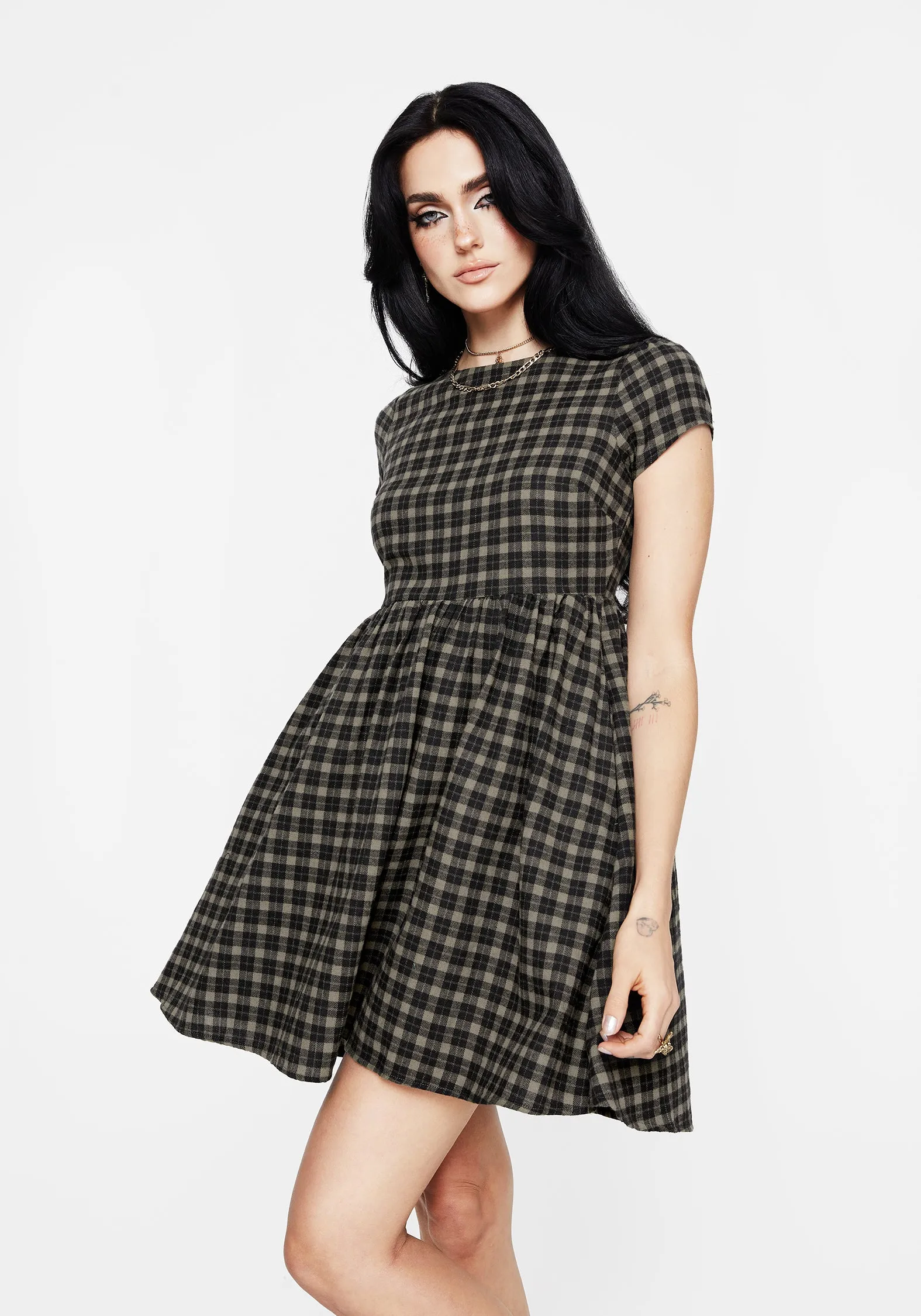 All Fitwear Relaxed Layer Terra Mini Smock Dress - Olive