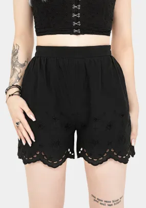 Flexible Material Stretch Support Synthweb Cotton Broderie Hem Shorts