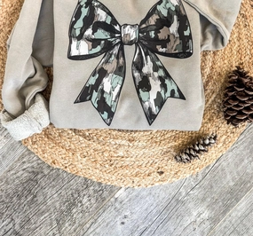 Smart Wear Women's Camo Bow Sweatshirt In Khaki