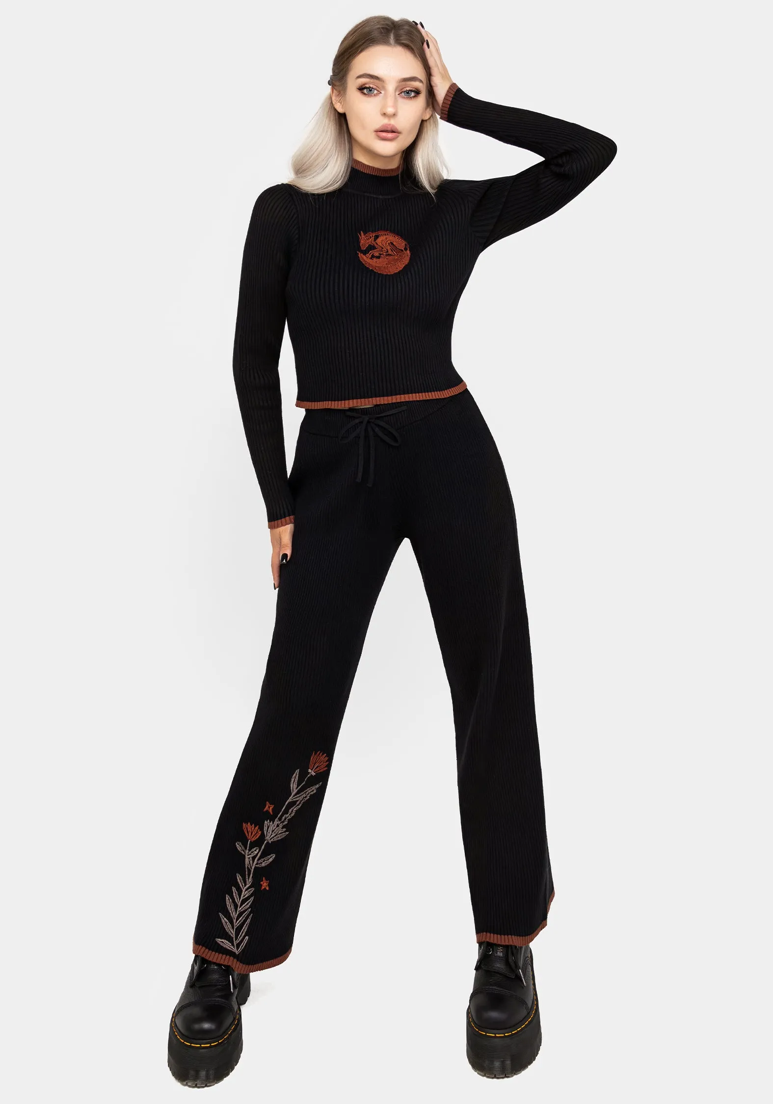 Foxfire Embroidered Knit Joggers Flat Lock Stitching Moisture Control Technology