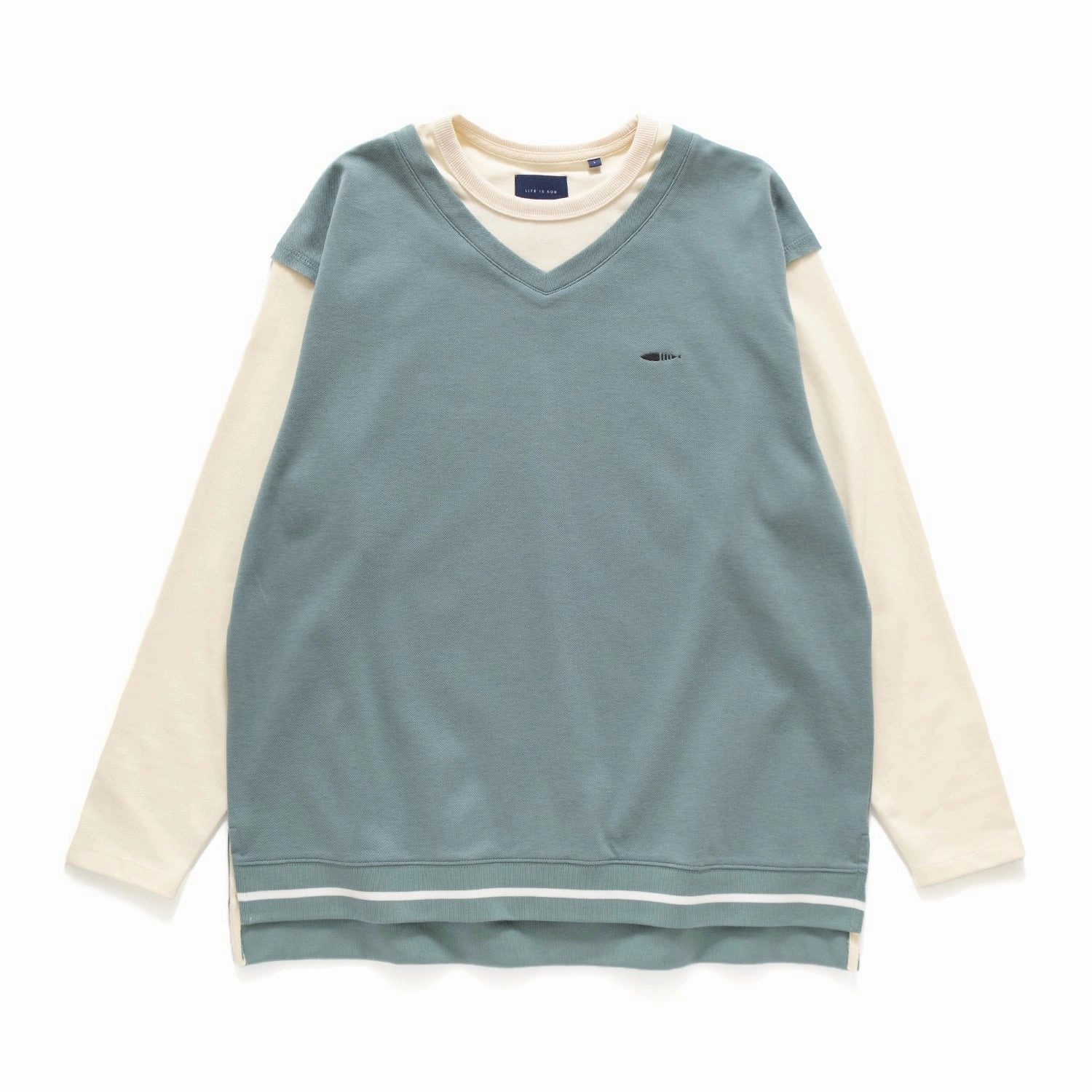 Comfy and Soft Modern Design (TP1160) Fake V Neck Long Sleeve Tee