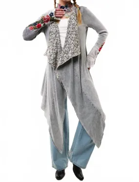 Breathable Warmth Embellished Waffle Shawl In Soft Grey