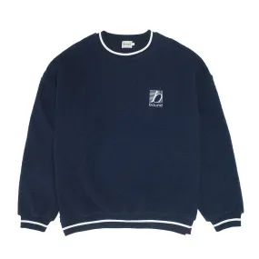 Cozy Must-Have bound Reverse Fleece Grid Sweater - Navy