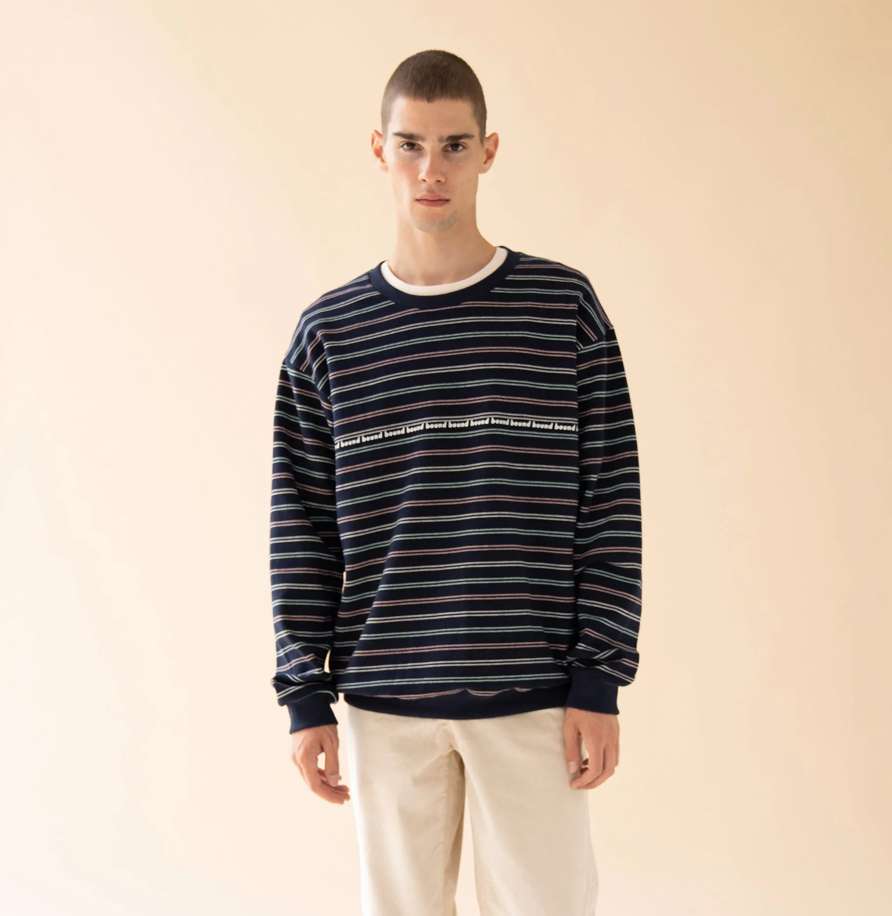 bound 'French Navy' Stripe Sweater Winter Comfort Layer Durable Fabric