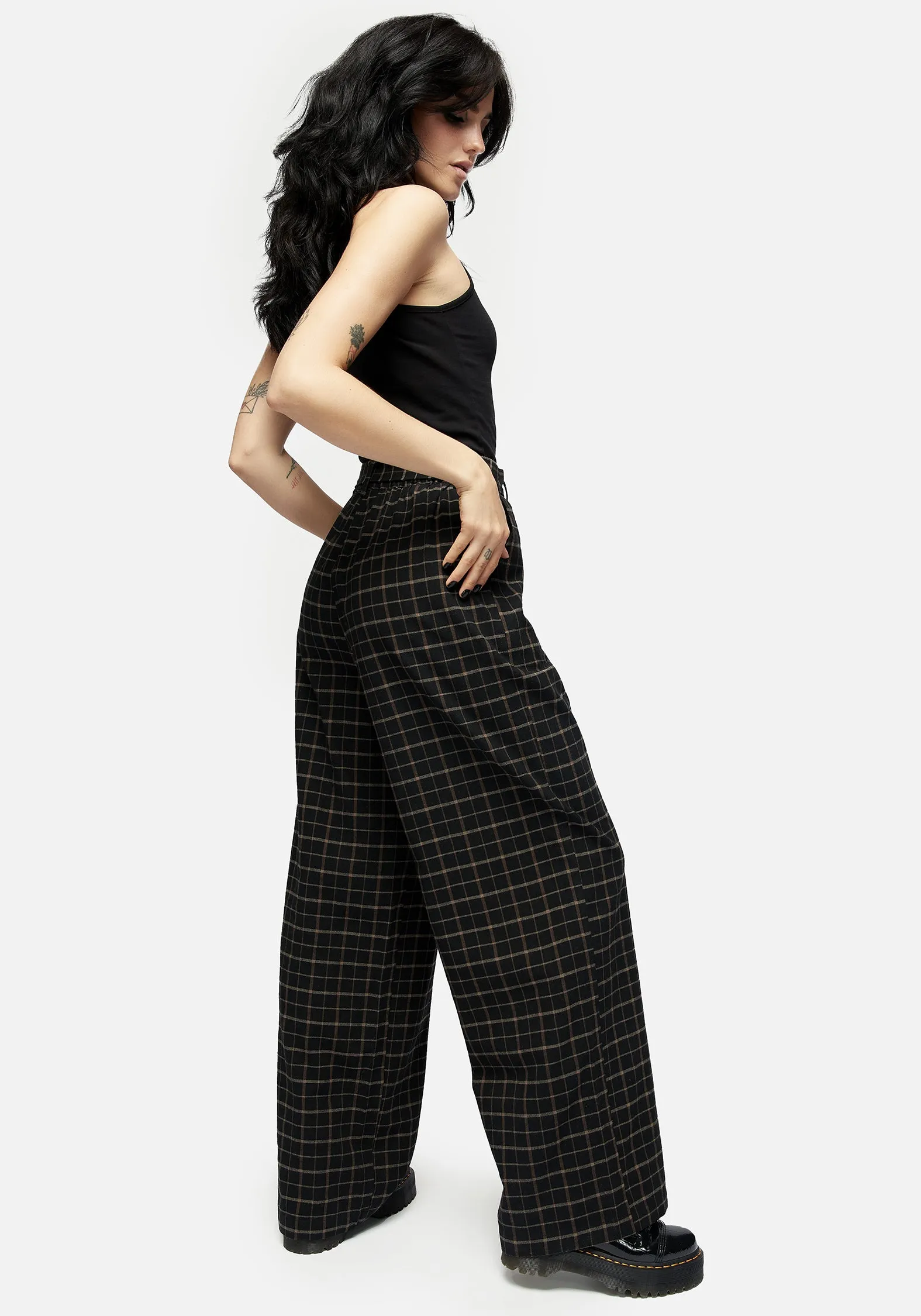 Ransom Tie Waist Check Trousers Quality Fabric Weekend Style