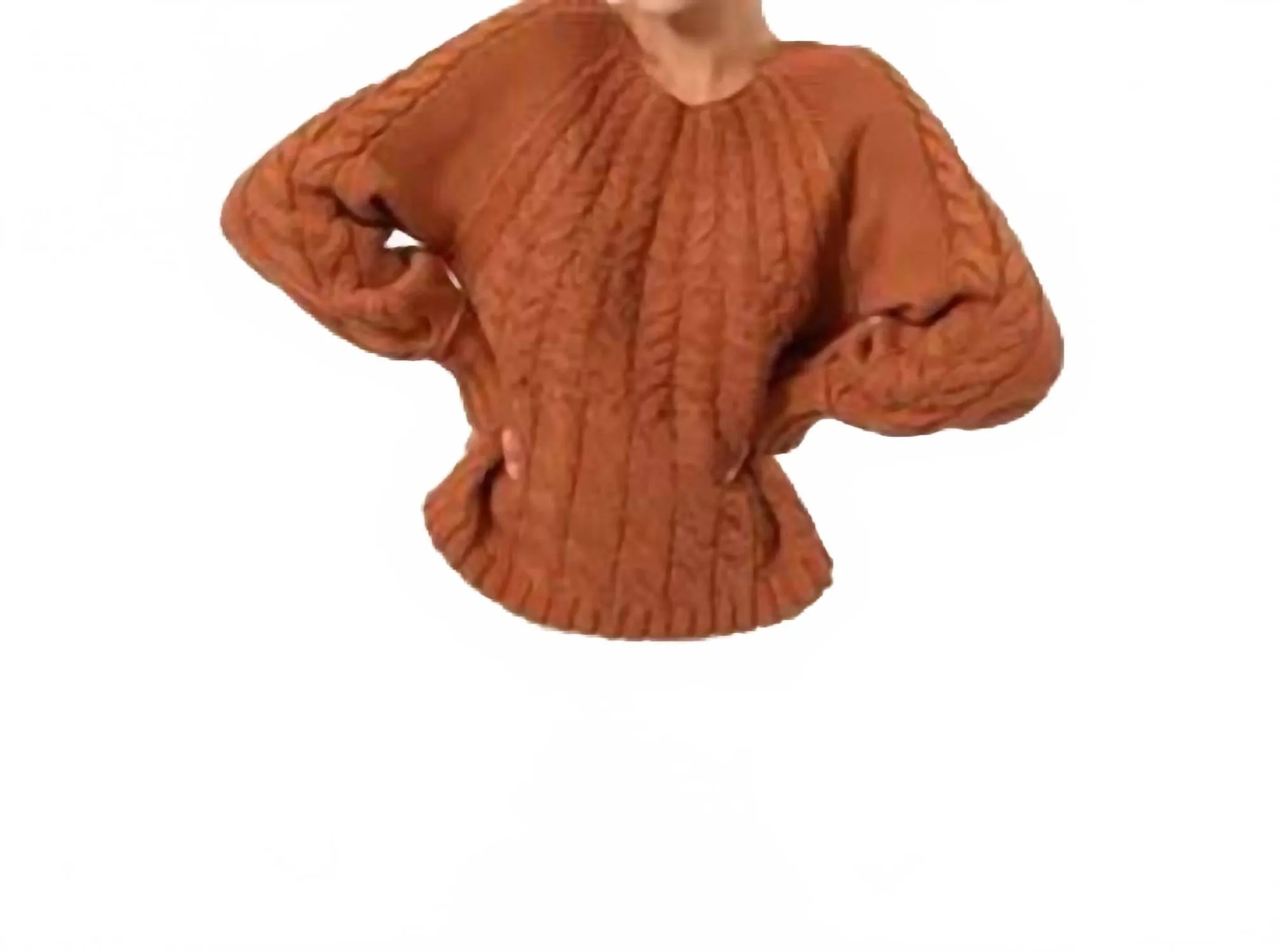 Chocolate Cable Knit Pattern Sweater In Brown Effortless Knit Fade Resistant Dye
