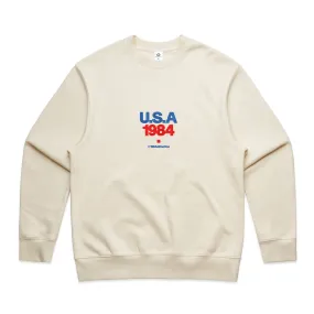 Fashion staples Vice 84 'USA1984' Embroidered Heavyweight Sweater - Ecru
