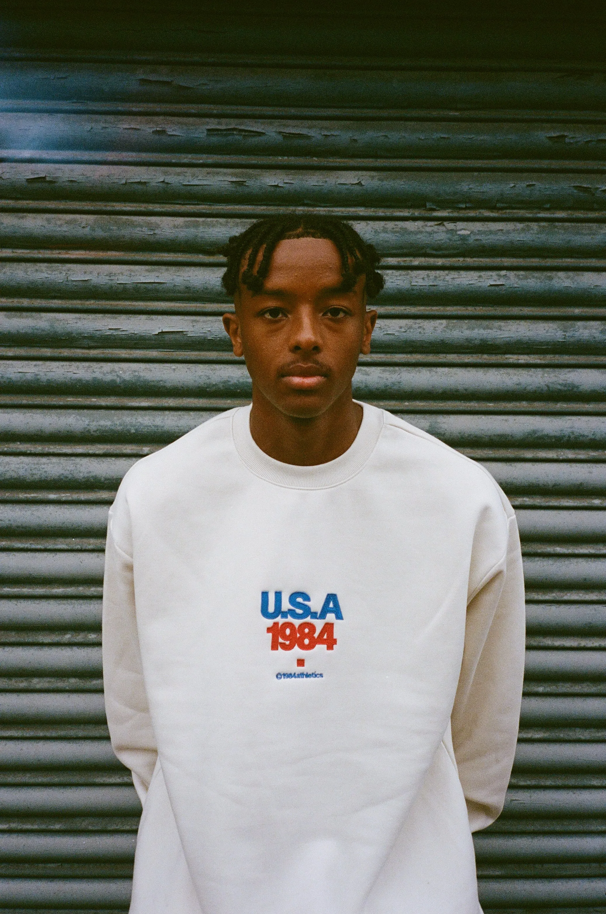 Biodegradable Fiber Options Breathable Knit Wear Vice 84 'USA1984' Embroidered Heavyweight Sweater - Ecru