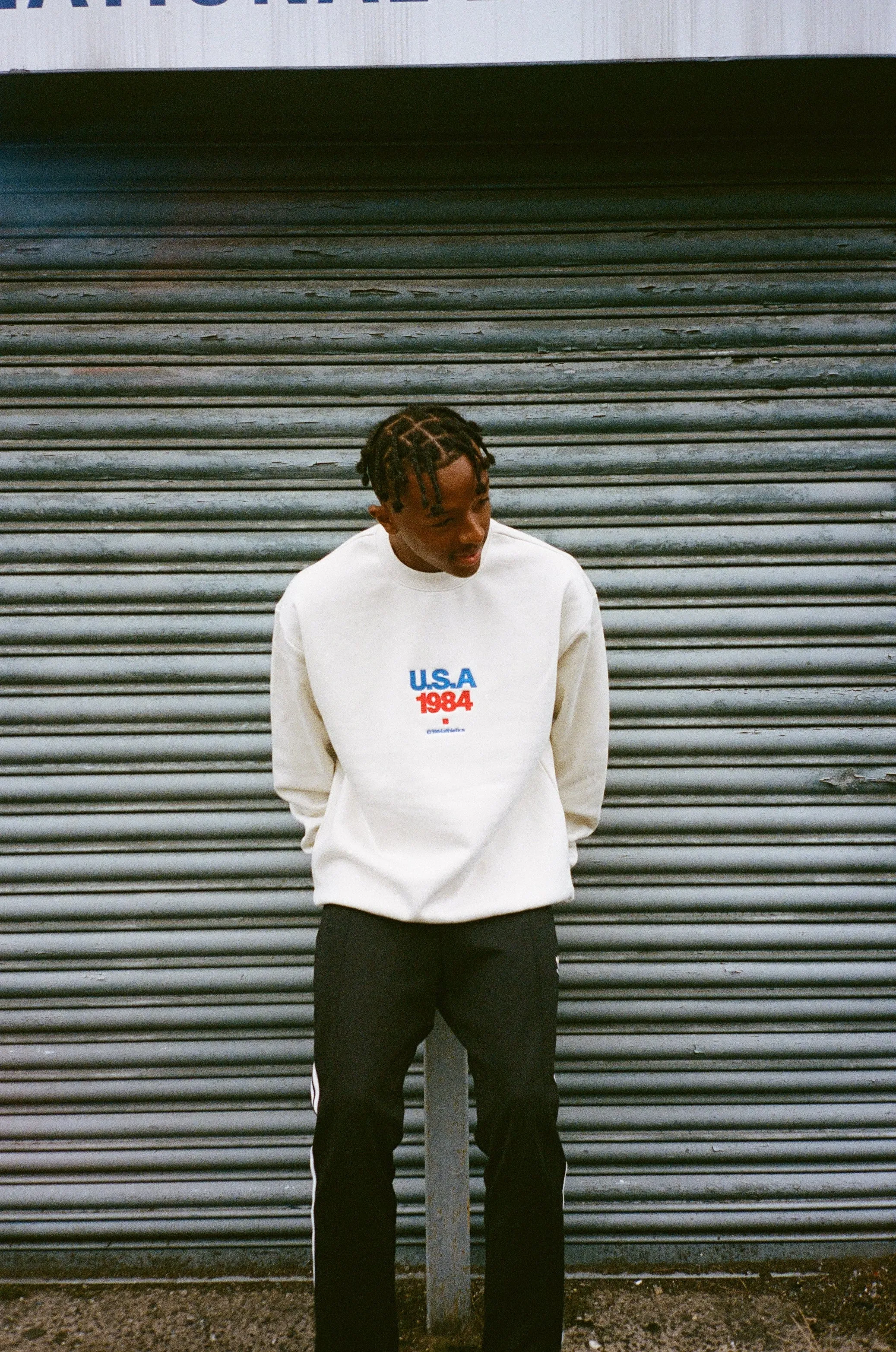 Friction Resistant Edging Perfect Fit Vice 84 'USA1984' Embroidered Heavyweight Sweater - Ecru