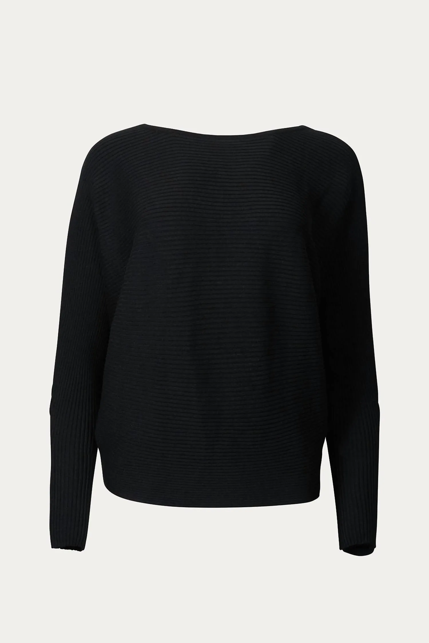 Soft Interior Breathable Design Ottoman Modal-Blend Dolman-Sleeve Sweater In Black
