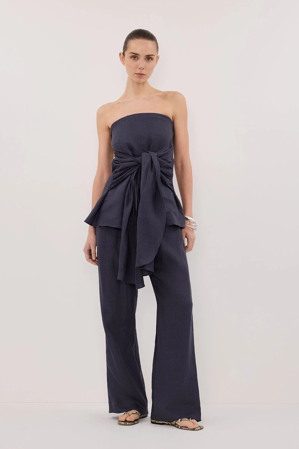 Comfort Focused Odor control CARLA INDIGO DRAWSTRING LINEN PANT