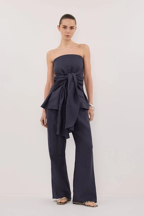 Comfort Focused Odor control CARLA INDIGO DRAWSTRING LINEN PANT