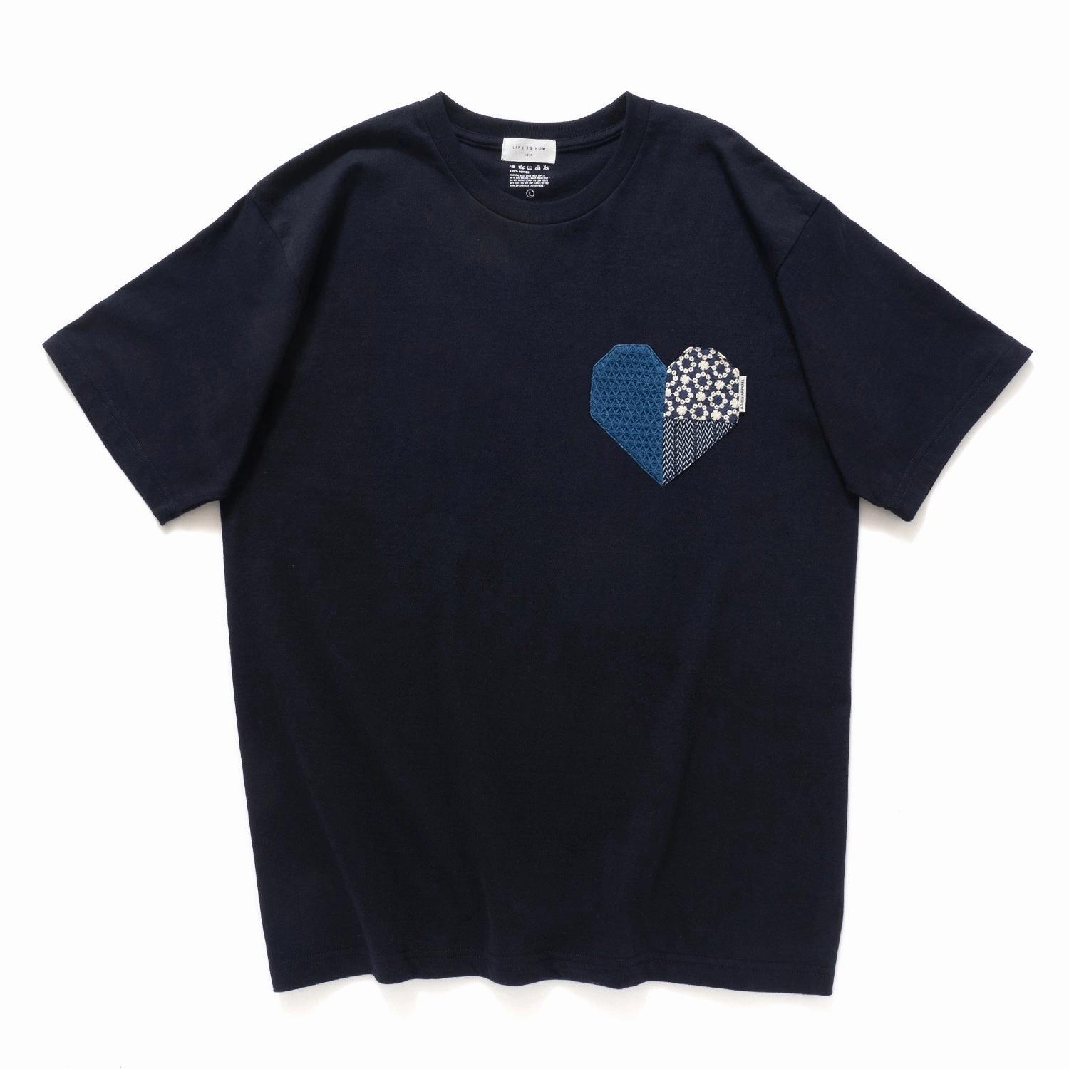 OekoTexCertified (ZT1376) Indigo Heart Shape Patchwork Tee
