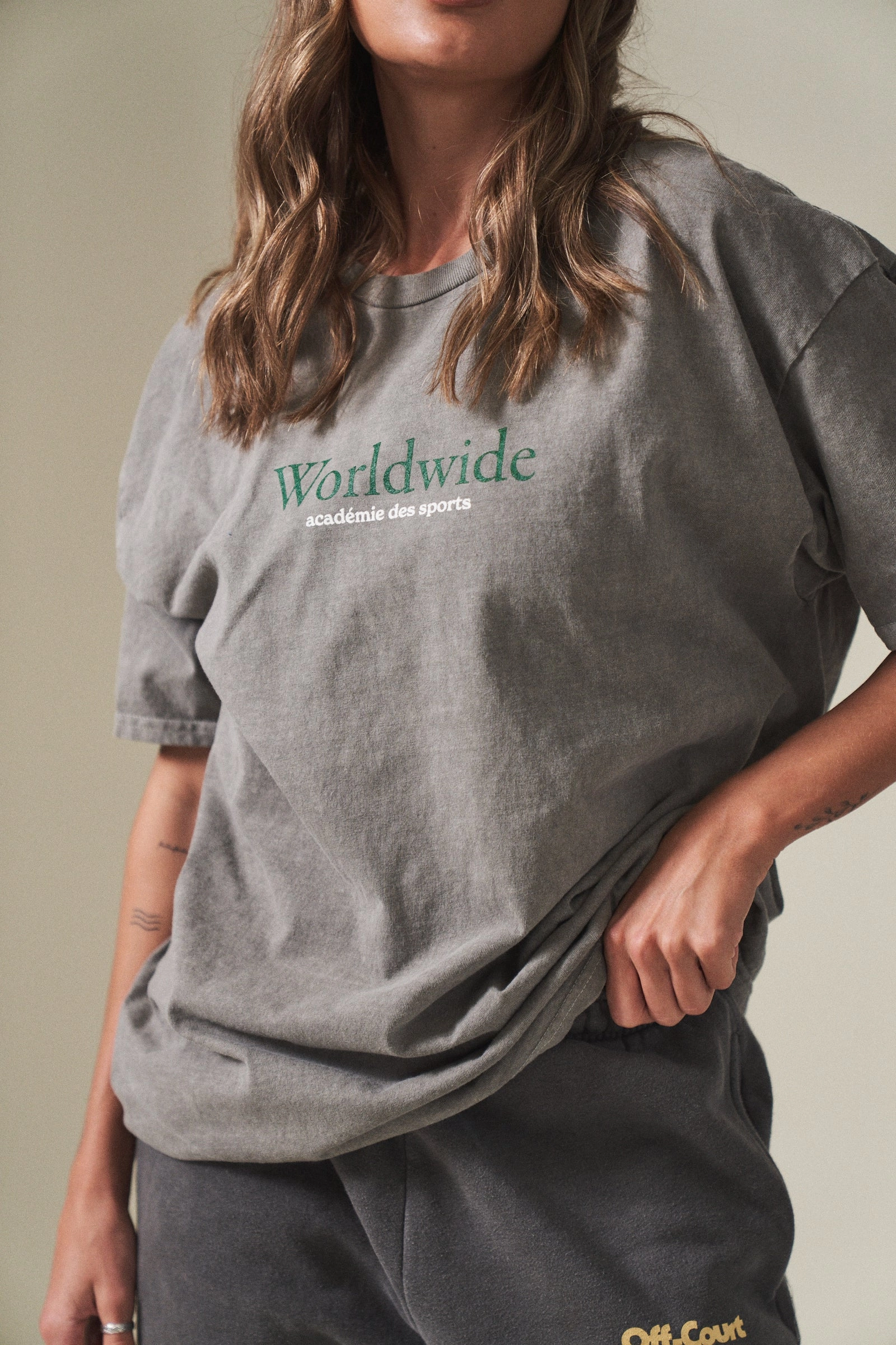 Vice 84 'Worldwide' Vintage Washed Tee - Graphite Unisex Core Leisure Casual