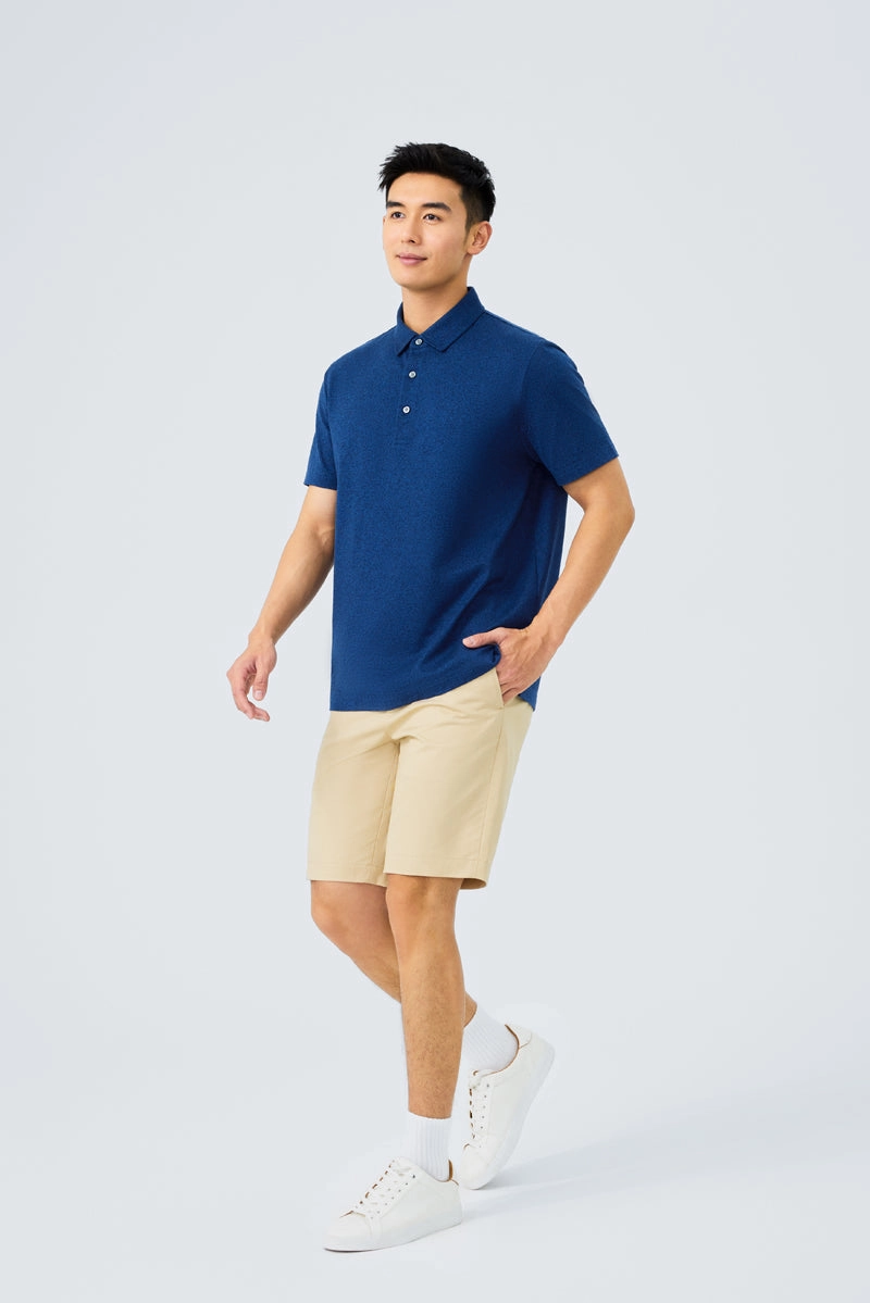Business casual DoubleLayered Hem Binding Waterless Dye Jersey Polo | Dark Blue BL3012