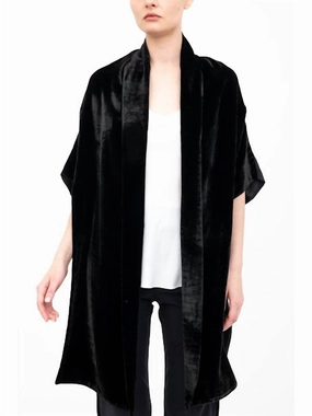 Chilly Day Wear Essential Knit Style Amari Shrug With Silk Contrast In Black