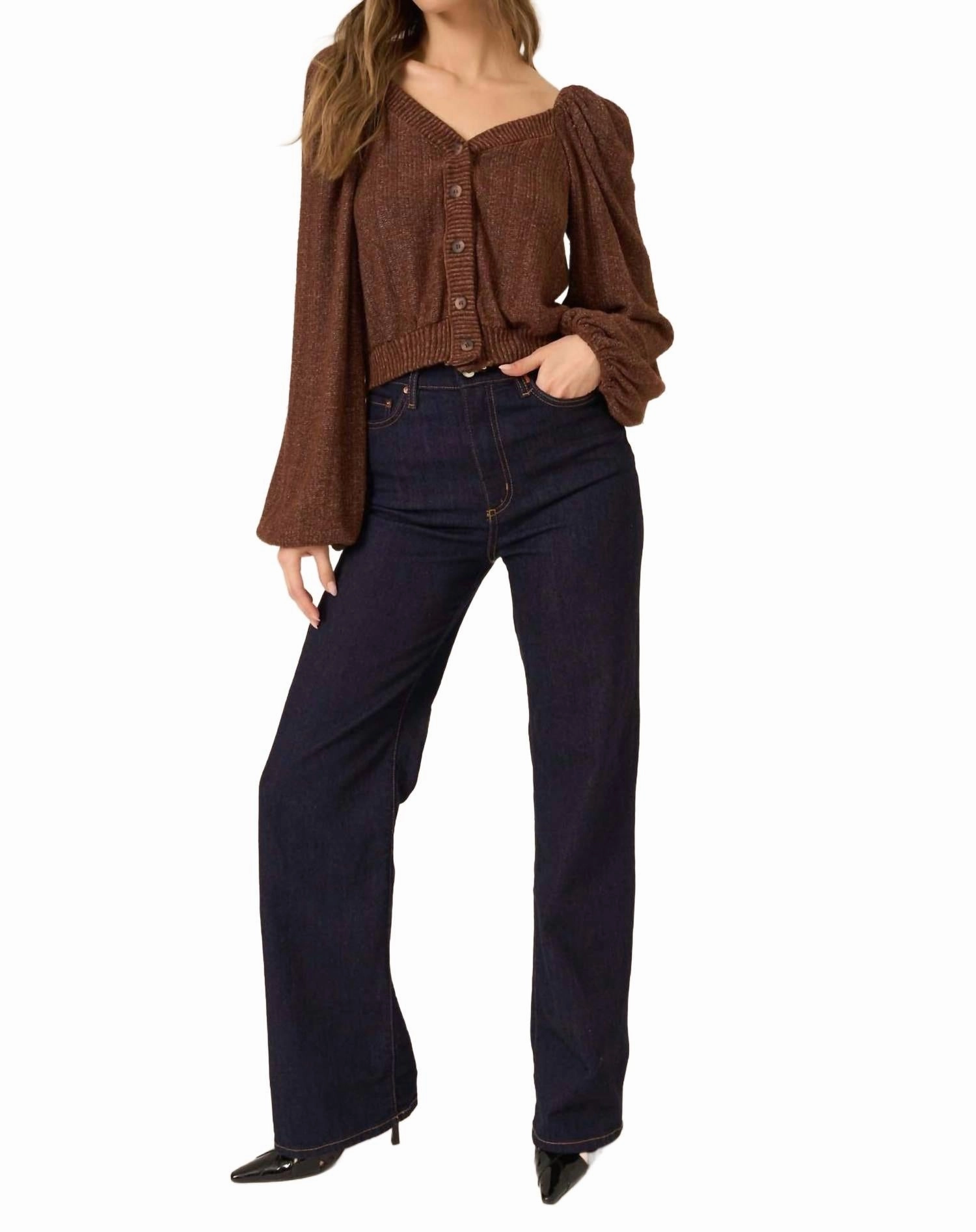 Eco Friendly Knitwear Knitwear Look Piece Of My Heart Cardigan In Gingerbread