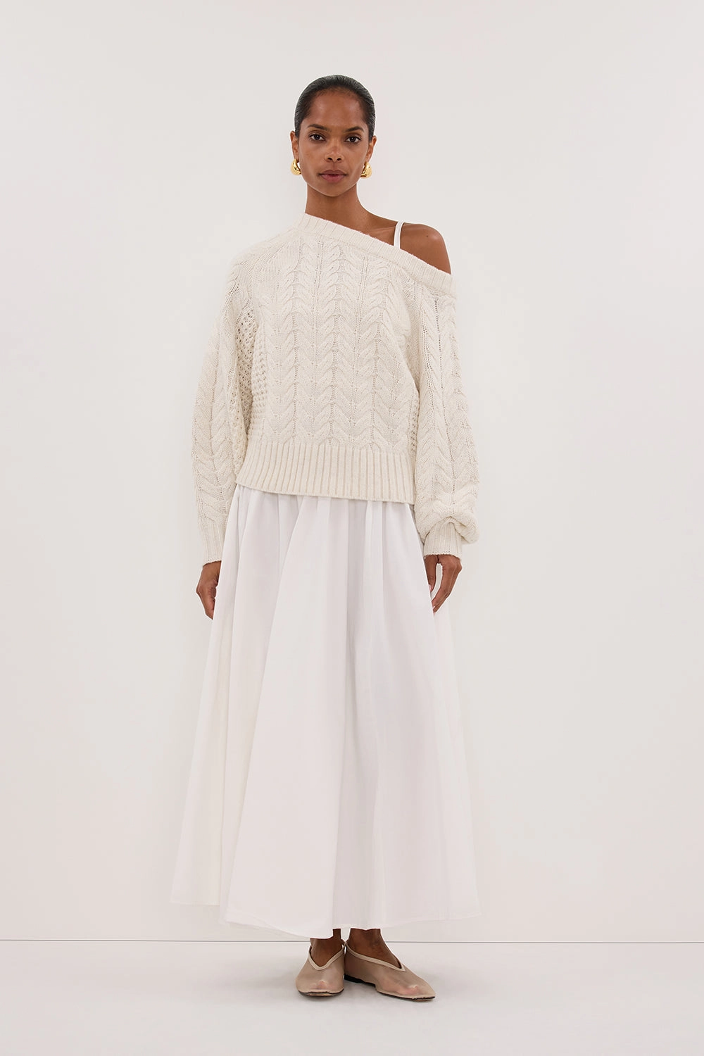 TOM CREAM ASYM KNIT JUMPER Street Style
