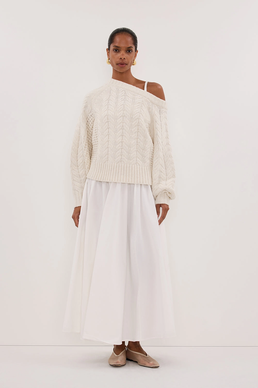 Comfy Wearable Layered Chic TOM CREAM ASYM KNIT JUMPER