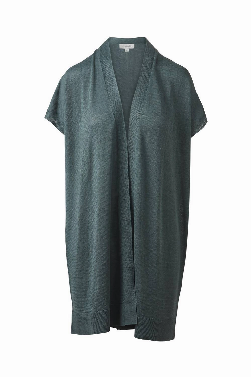 Moisture Wicking Fabric Long Sleeveless Cardigan In Laurel