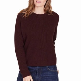 Galen Fisherman Crewneck Sweater In Currant Seasonal Layer Cozy Knit