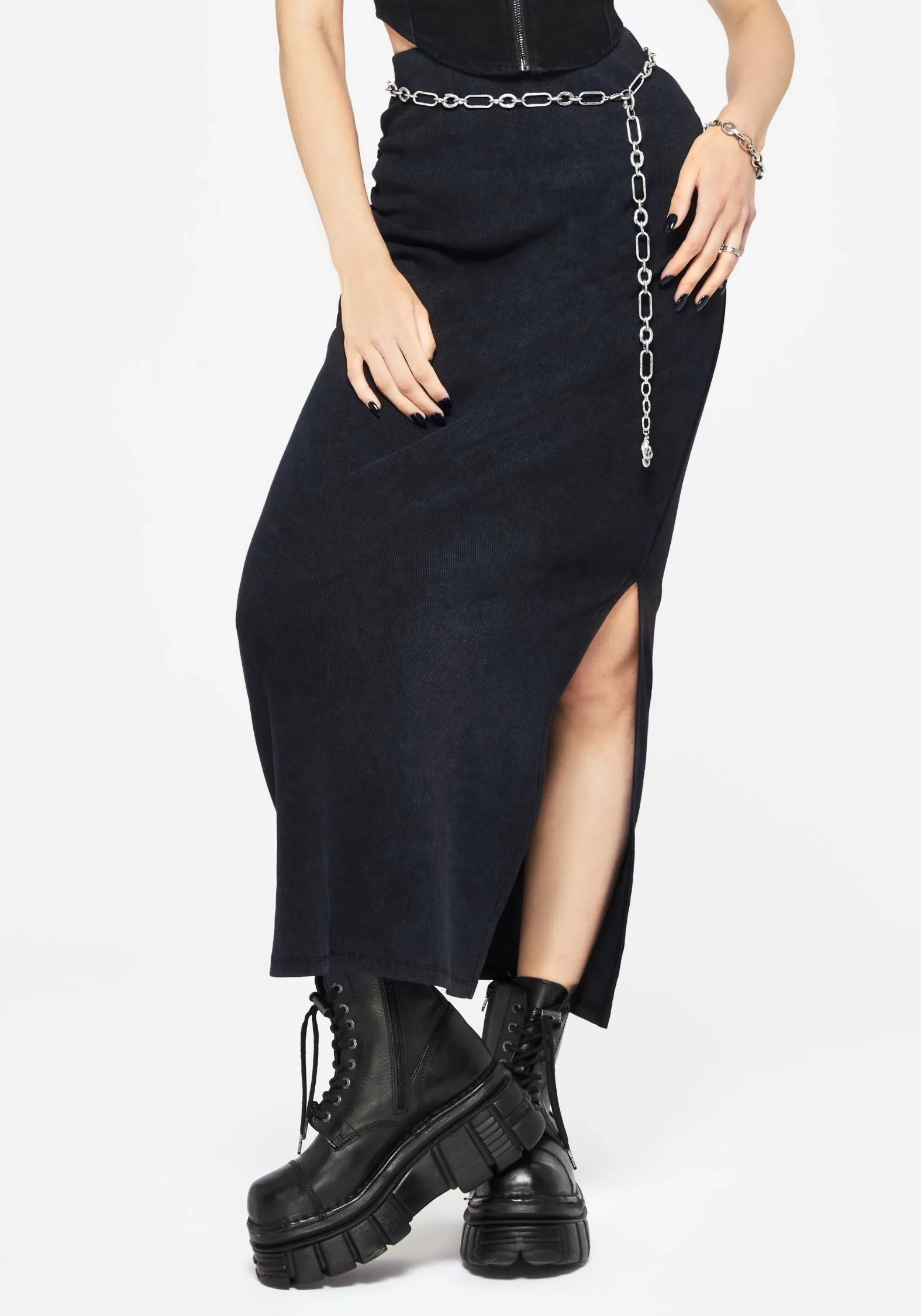 Flexible Motion Christina Washed Rib Cotton Maxi Skirt