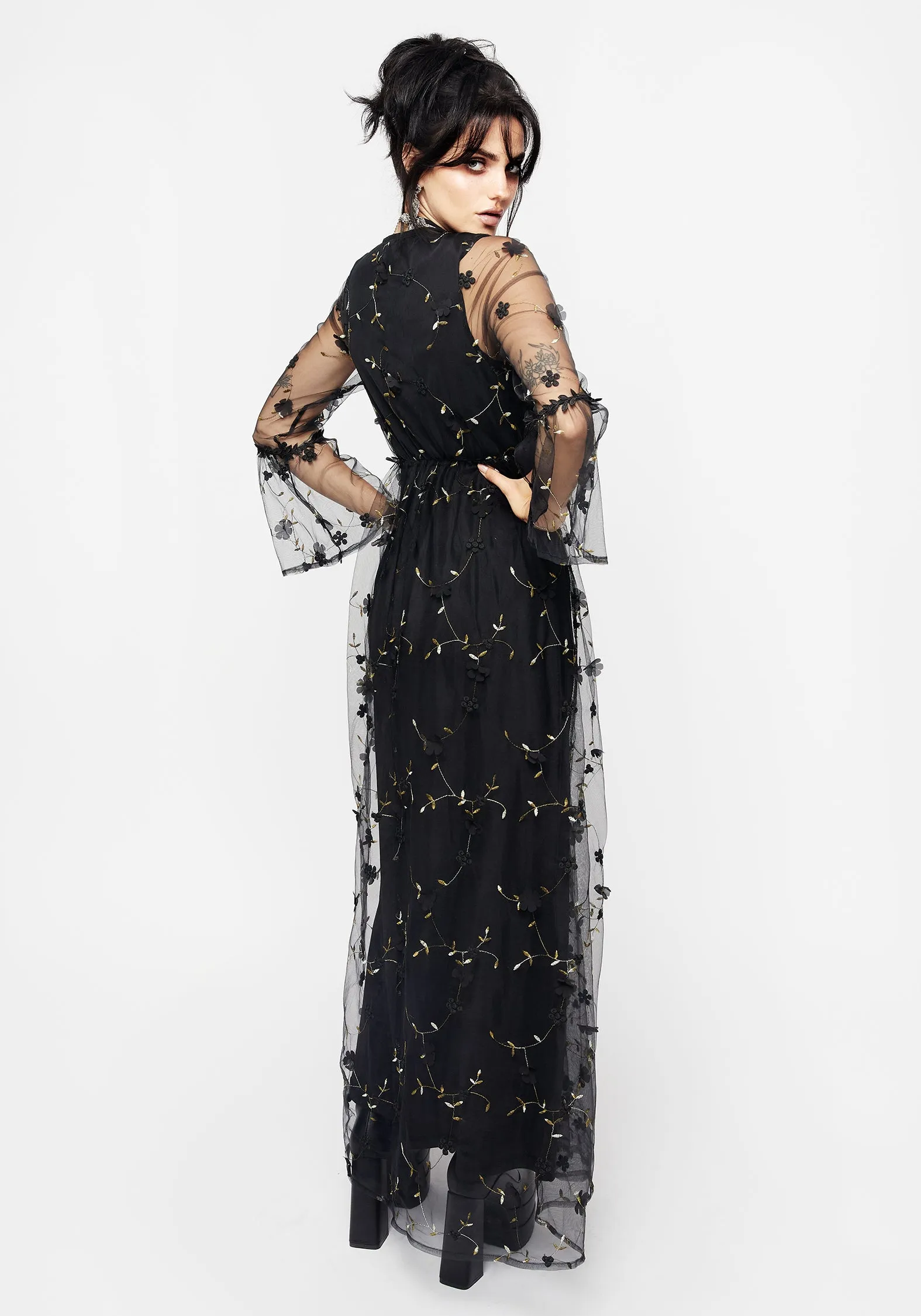 Evening Vibe One-Shoulder Chrysanthi Applique Maxi Dress