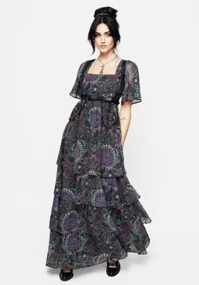 Slim Shape Stylish and Simple Clarette Chiffon Angel Sleeve Tiered Gown