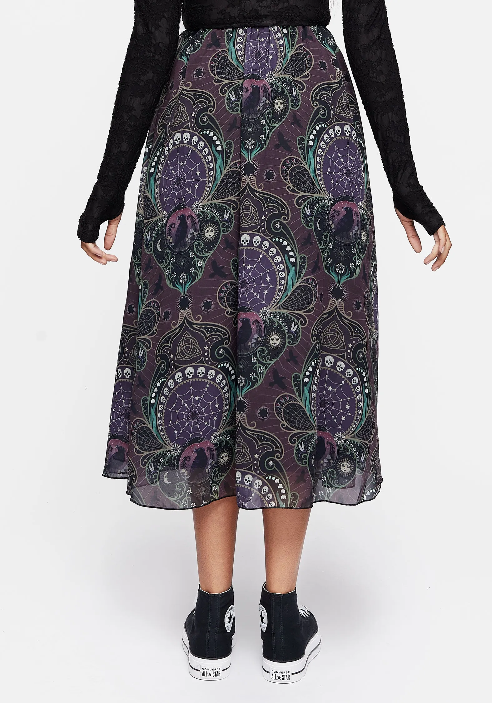 Clarette Chiffon Layered Midi Skirt Flared hem Shape Enhancing