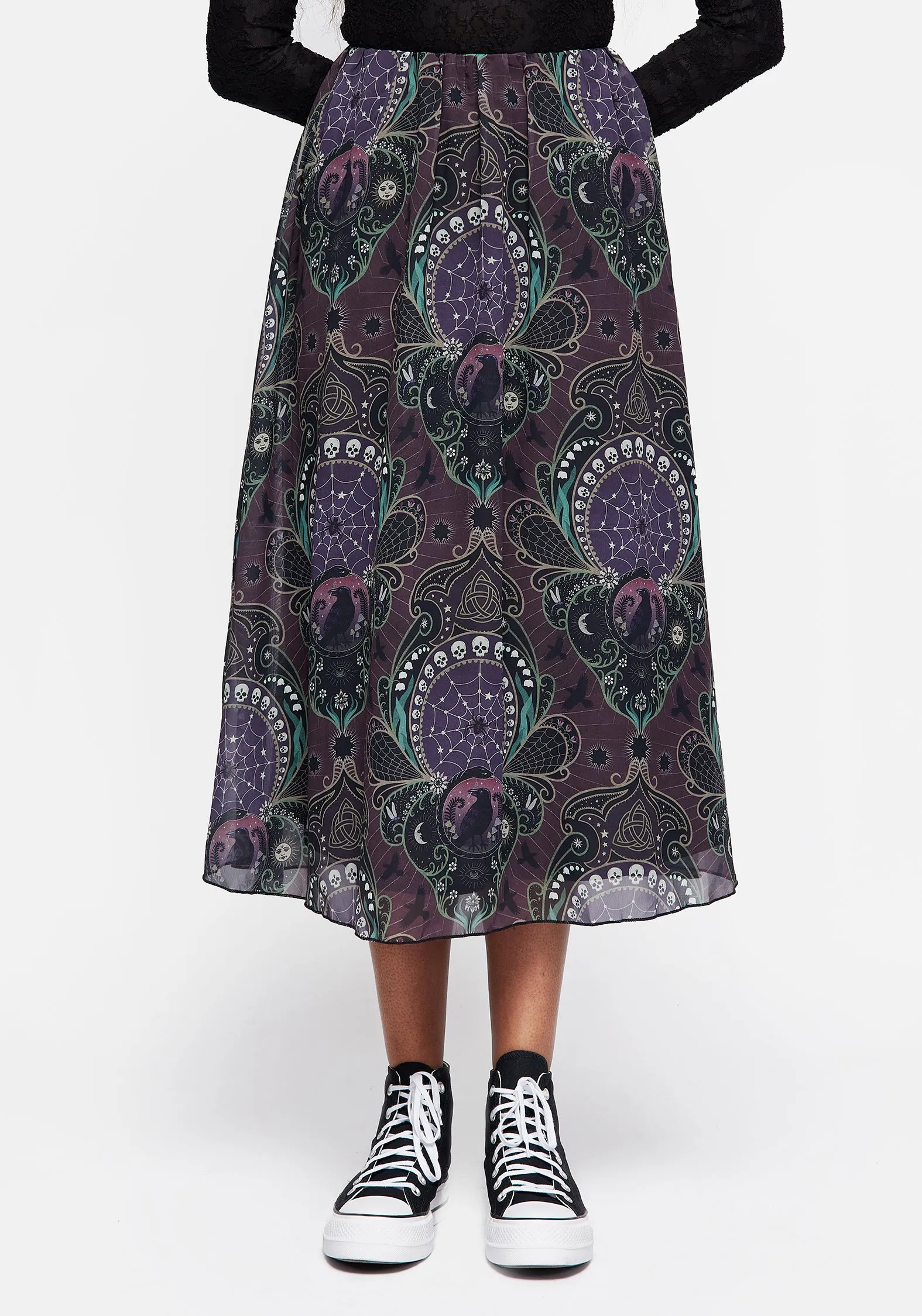 Clarette Chiffon Layered Midi Skirt Fade Resistant Cloth Stretch Comfort