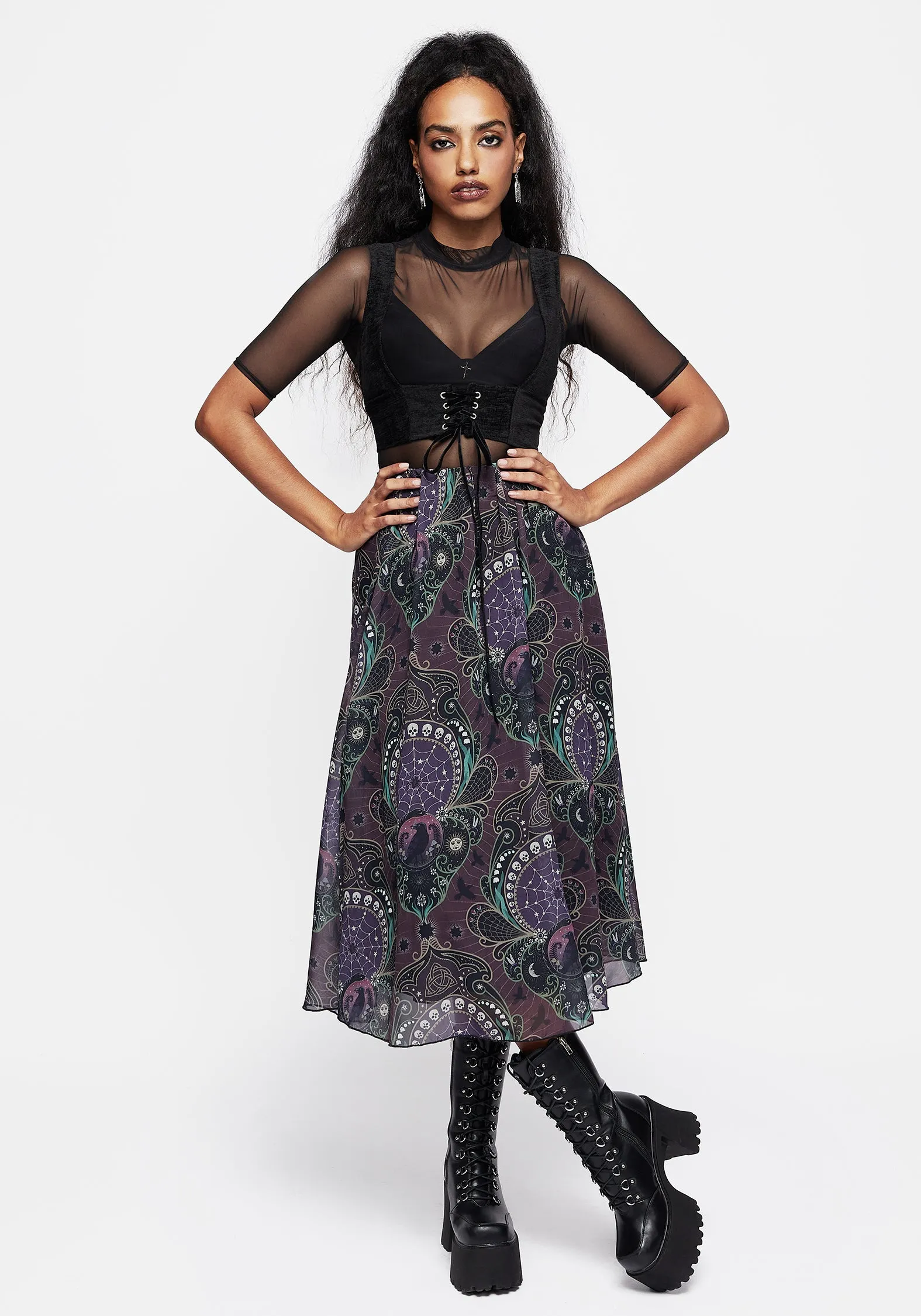 Clarette Chiffon Layered Midi Skirt Style Layering Double Layered Design