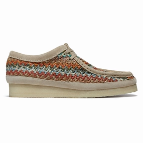 Clarks Wallabee Shoes - Multi Raffia Breath Panel