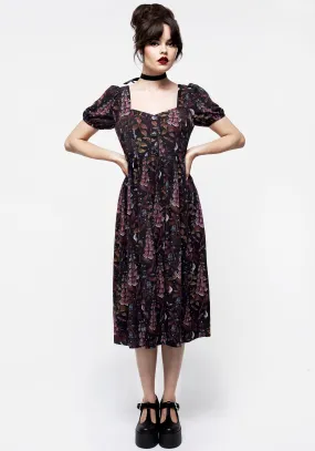 Foxglove Button Detail Midi Dress Side Tie