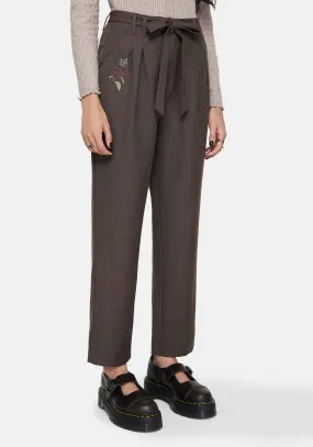 Travel Essential Meliae Moth Embroidered Tapered Trousers