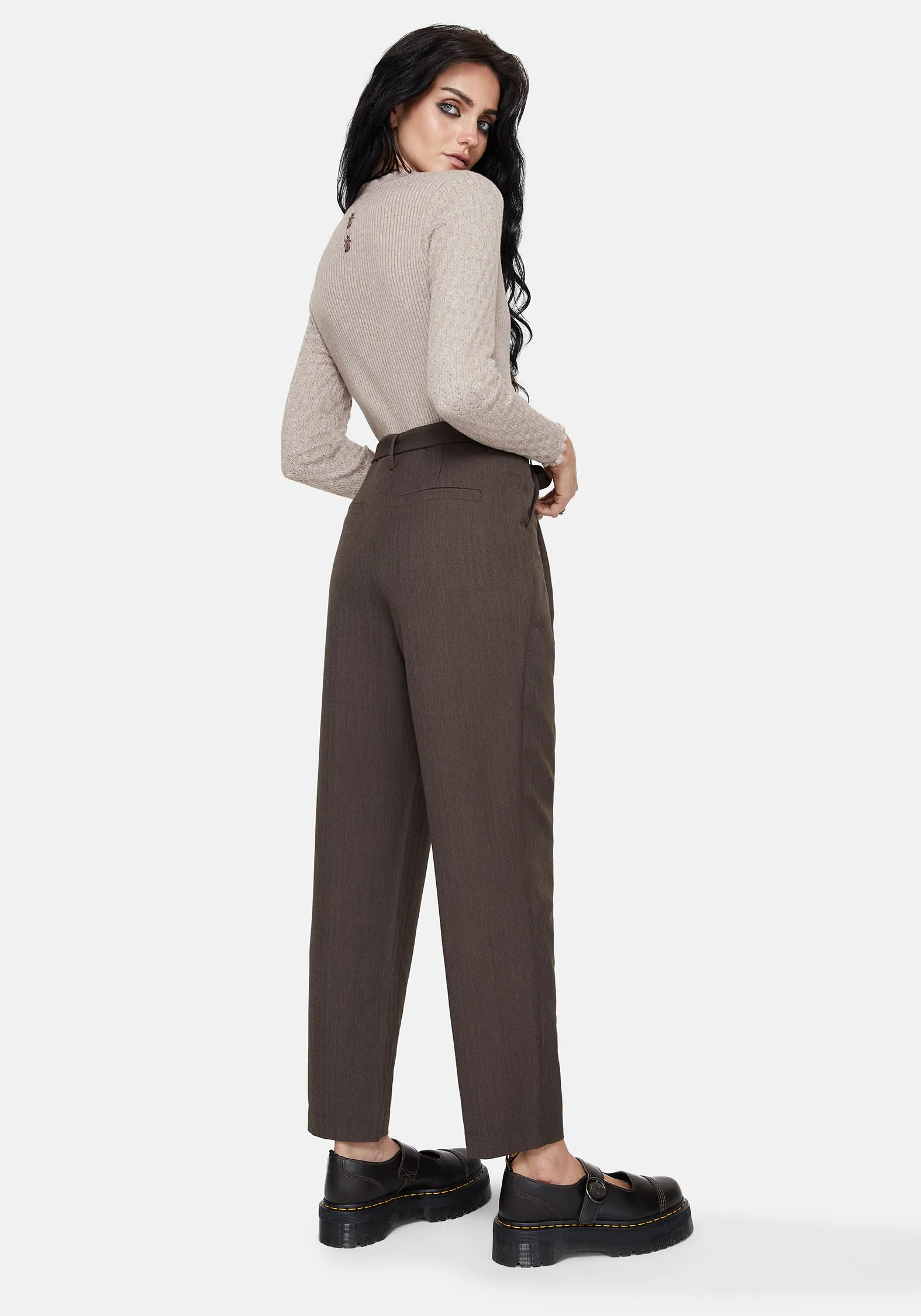 Meliae Moth Embroidered Tapered Trousers Stretchable Fit