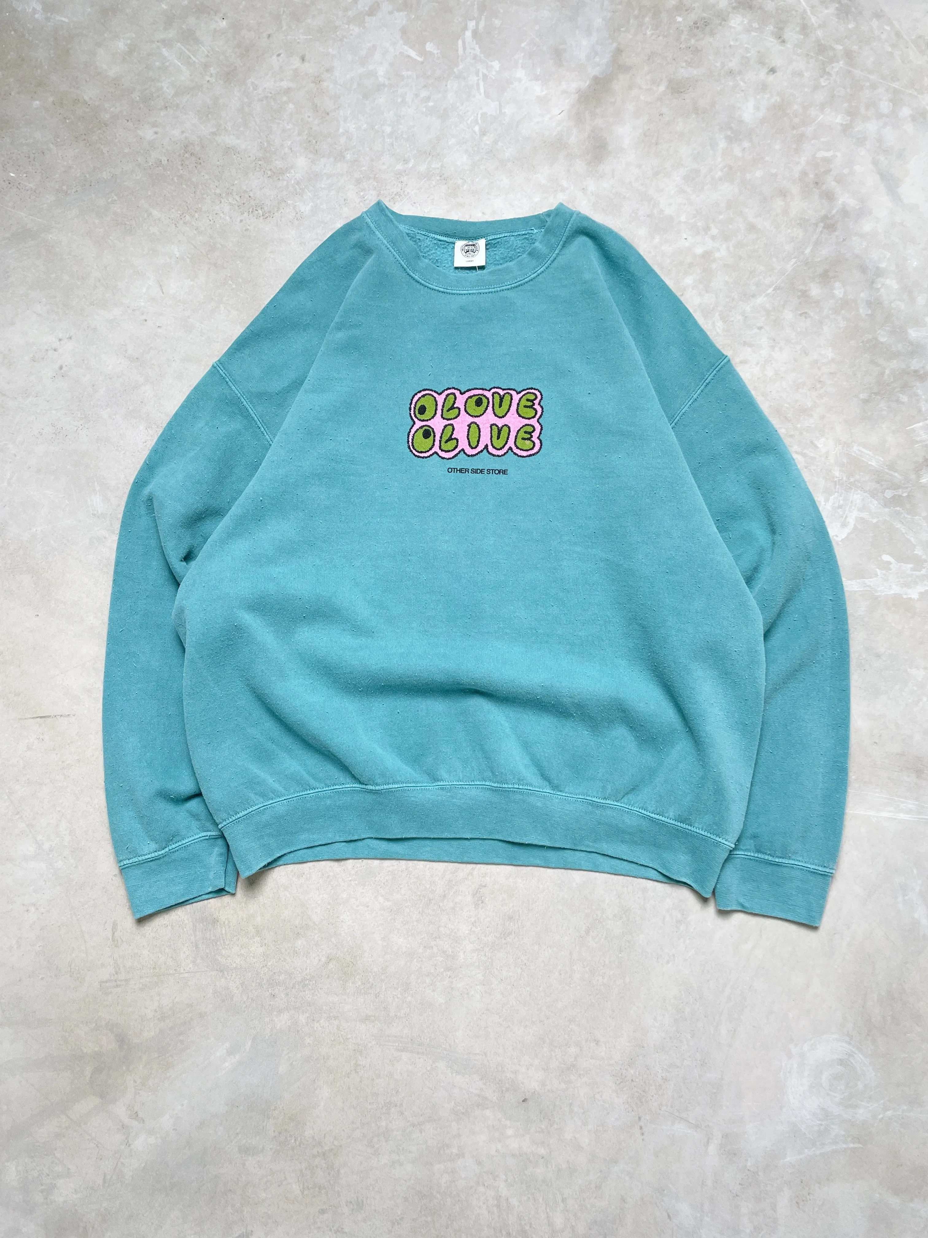 Premium Comfort Other Side Store 'Olove Olive' Vintage Washed Sweater - Teal