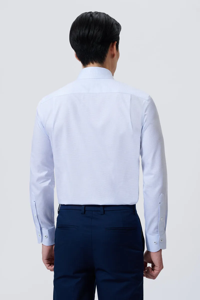 Supreme Cotton-Silk Dress Shirt | Blue Check 2741DK Smooth Zipper Design