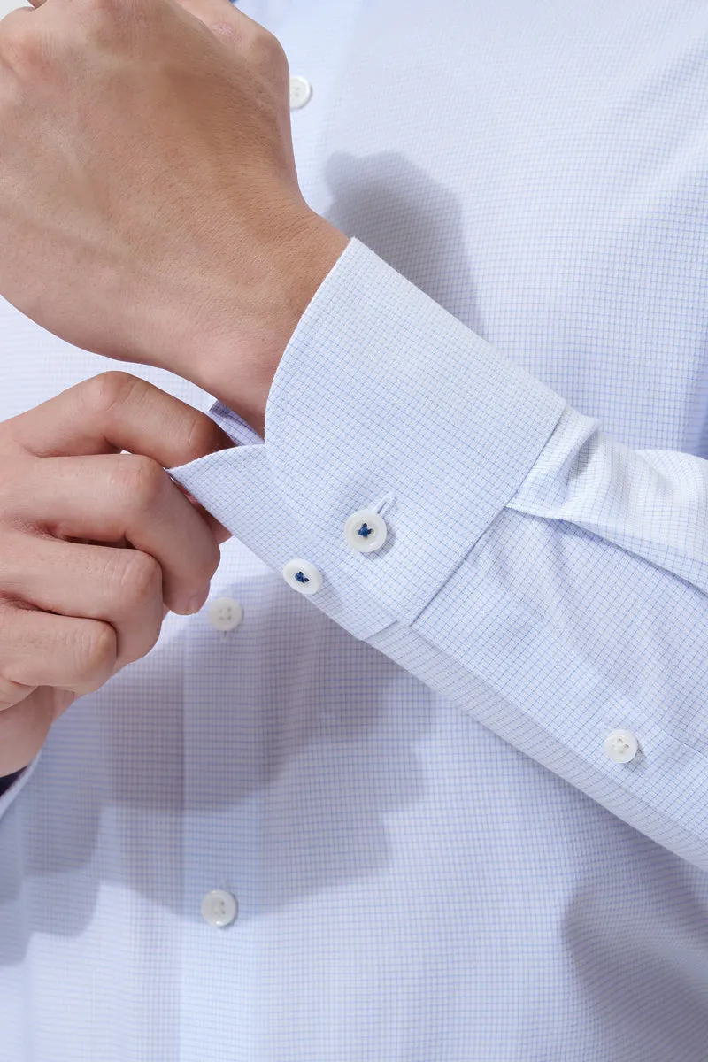 Casual Hangout Gradient effect Supreme Cotton-Silk Dress Shirt | Blue Check 2741DK