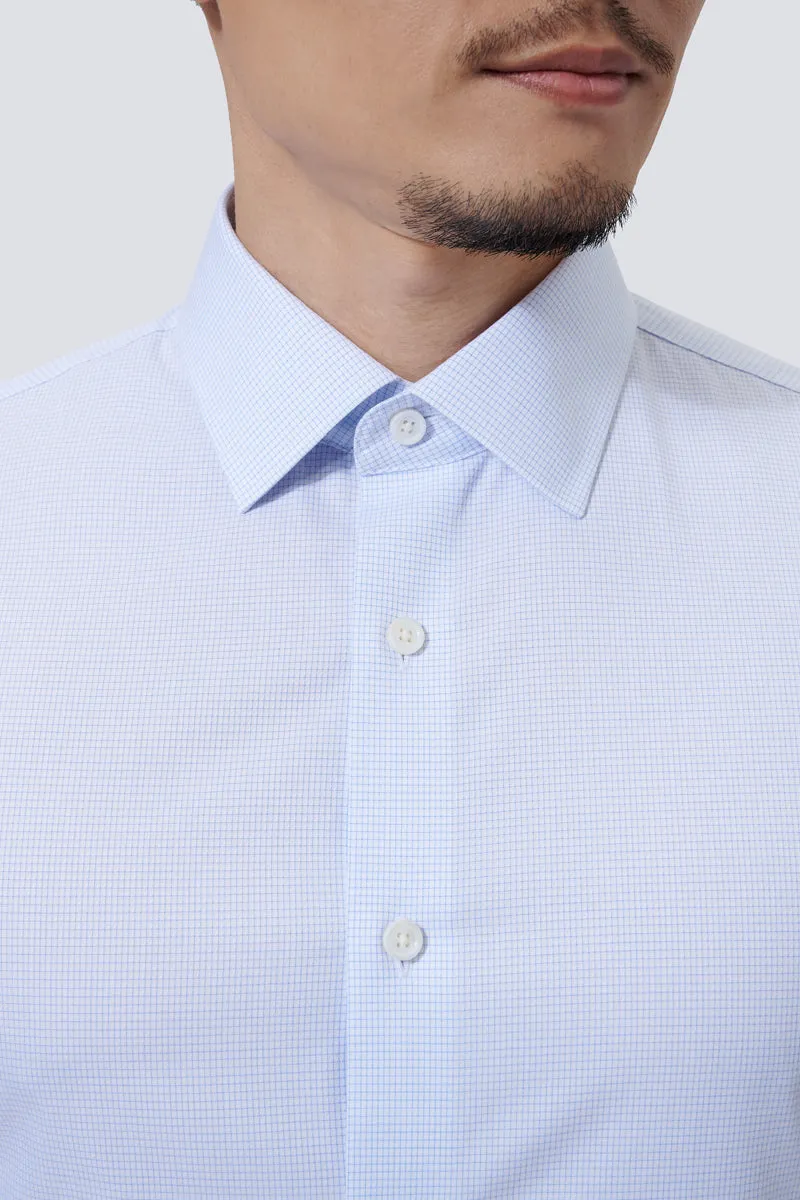 Supreme Cotton-Silk Dress Shirt | Blue Check 2741DK Trendy Fashion